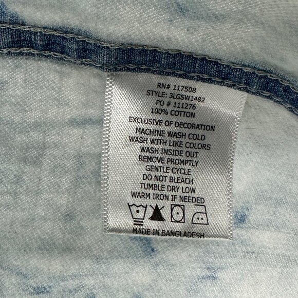 Levi's Acid Wash Denim Style 100% Cotton Western Shirt - Picture 5 of 7